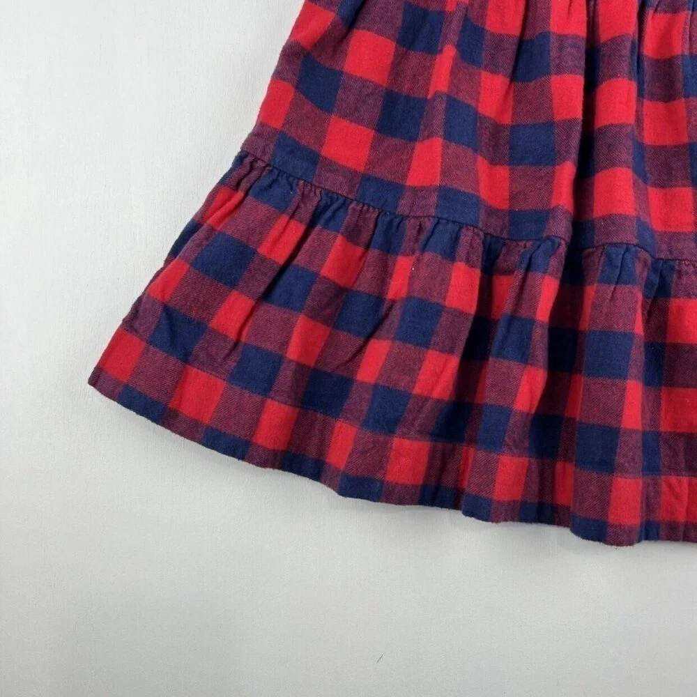 Hanna Andersson Buffalo Plaid Flannel Dress In Hanna Red 110 - Picture 3 of 9